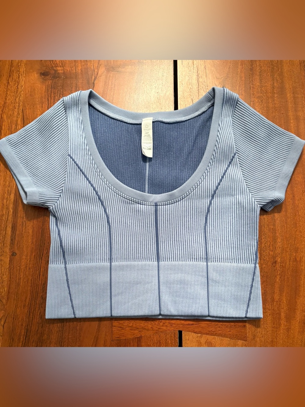 aerie Ribbed Scoop Crop Top - Light Blue